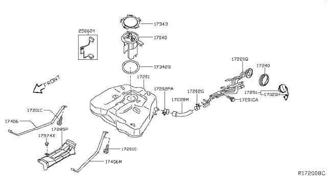 2011 Nissan Maxima Fuel Tank Sending Unit Diagram for 25060-ZX00A