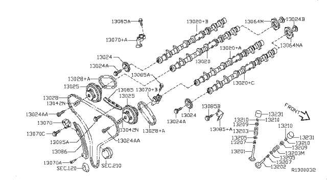 2014 Nissan Maxima Chain-Timing CAMSHAFT Diagram for 13028-JA10B