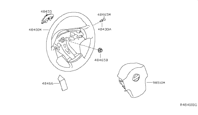 2007 Nissan Armada Steering Wheel Assembly Without Less Pad Diagram for 48430-ZQ00B