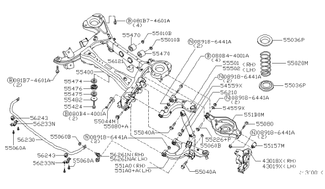 2015 Nissan Armada Member Complete-Differential Mounting Diagram for 55470-7S000