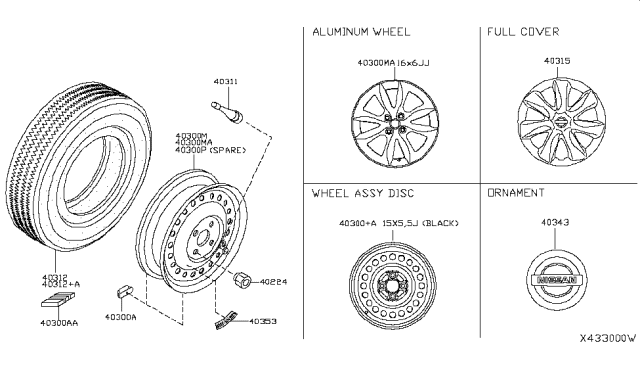 2017 Nissan Versa Note Wheel Assy-Disk Diagram for 40300-9KC0A