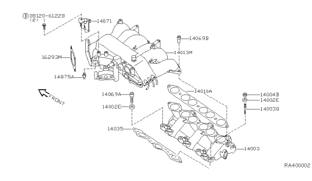 2003 Nissan Frontier Gasket-Manifold,Upper Diagram for 14033-4S100