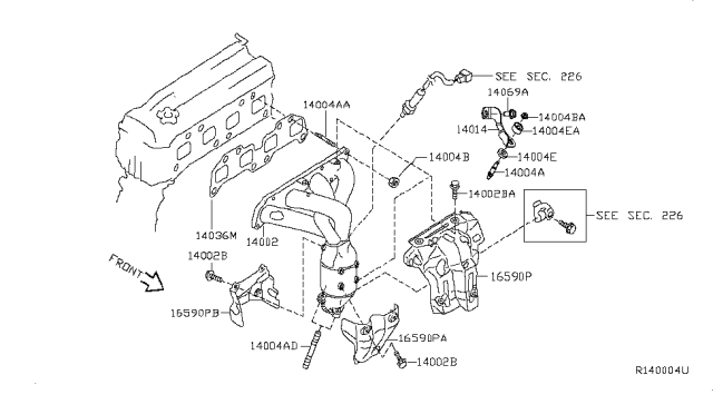 2008 Nissan Altima Cover-Exhaust Manifold Diagram for 16590-JA02B