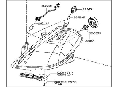 Nissan 26010-W3100 Passenger Side Headlamp Assembly