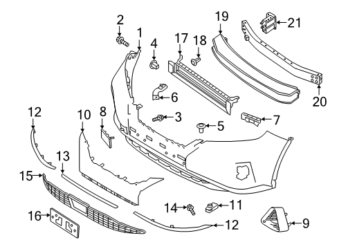 Nissan 62257-9UF0C FINISHER - Front Bumper