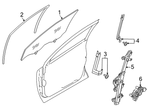 Nissan 80301-6RA0D GLASS ASSY-FRONT DOOR WINDOW,LH