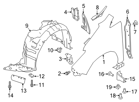 Nissan 63821-5SP0B Seal - Front Fender,LH