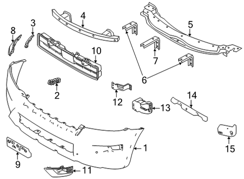 Nissan 62254-6JL1E GRILLE-FRONT BUMPER