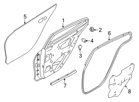 Nissan 82839-4RA0B Seal-Rear Door Partition, LH