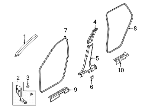 Nissan 76911-6RR0B GARNISH ASSY-FRONT PILLAR,RH