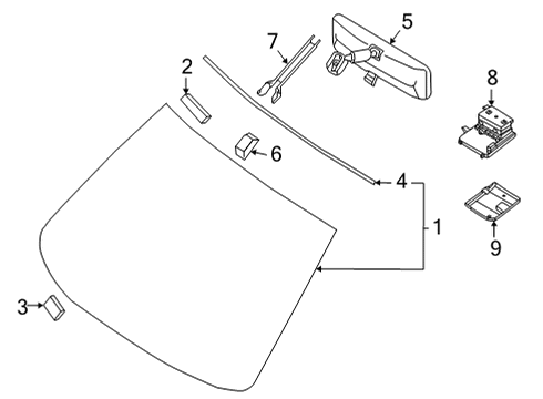 2021 Nissan Sentra Glass - Windshield Diagram