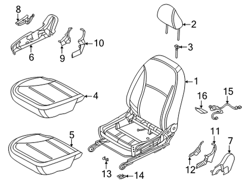 2020 Nissan Versa Passenger Seat Components Diagram