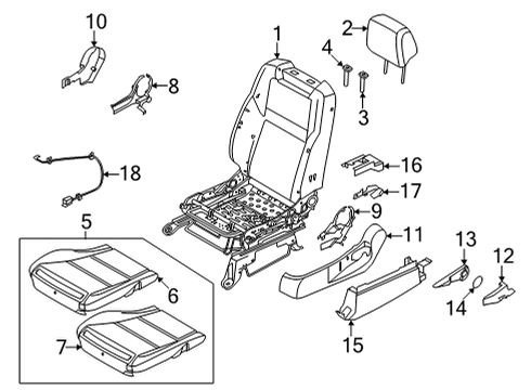 Headrest Assy-Front Seat Diagram for 86400-9BU0A