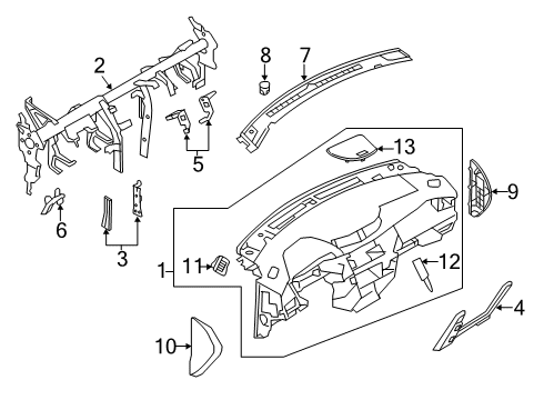 2020 Nissan Rogue Sport Cluster & Switches, Instrument Panel Diagram 1