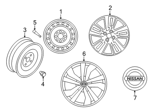 2020 Nissan Versa Wheels, Covers & Trim Diagram