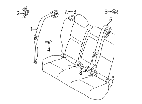 Belt Assy-Tongue,Rear Seat Center Diagram for 88854-6RR5A