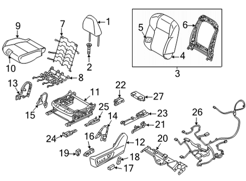 Headrest Assy-Front Seat Diagram for 86400-6RA1B