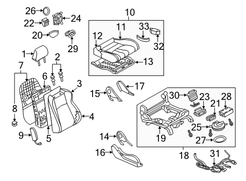 2020 Nissan 370Z Passenger Seat Components Diagram 1