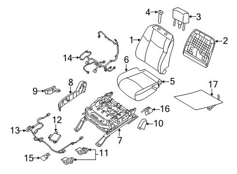 2021 Nissan Murano Passenger Seat Components Diagram 2