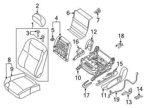 Knob RECLINING Device RH Diagram for 87468-9FV0A