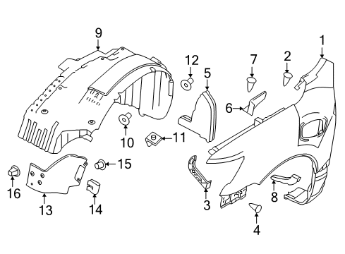 Protector-Front Fender,Front RH Diagram for 63844-9FV0A