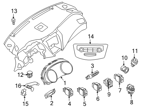 2021 Nissan Murano Cluster & Switches, Instrument Panel Diagram 2