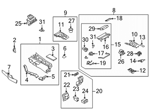 BOX ASSY-CONSOLE,CENTER Diagram for 96910-6RB6D