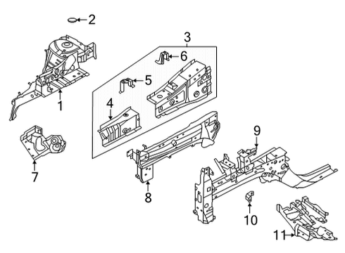 Support-Radiator Core Side,LH Diagram for 62521-6RA0A