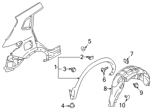 2021 Nissan Rogue Sport Exterior Trim - Quarter Panel Diagram