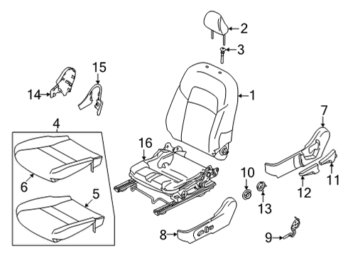 Trim Assy-Cushion,Front Seat LH Diagram for 87370-6LB2D