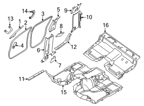 Garnish Assy-Front Pillar,RH Diagram for 76911-9BU0B