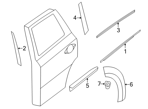 2020 Nissan Pathfinder Exterior Trim - Rear Door Diagram