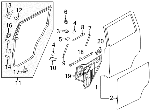 Regulator Assembly-Rear Door Window,RH Diagram for 82720-1LA0B