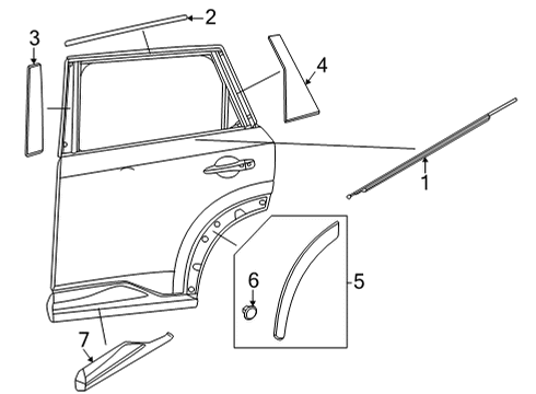 Moulding-Rear Door,LH Diagram for 82871-6RR0B