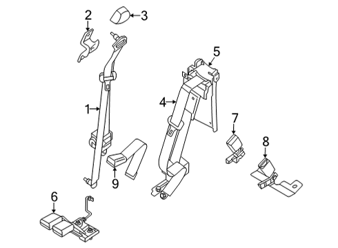 Belt Assembly-Rear Seat Tongue Diagram for 88854-9BU9A