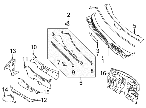 Cover Assy-Cowl Top Diagram for 66862-6MR1A