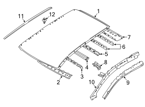 2020 Nissan Murano Roof & Components, Exterior Trim Diagram 2