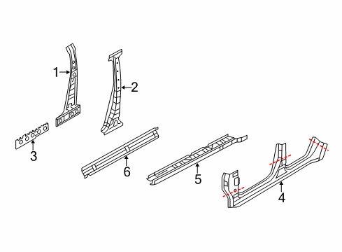 2022 Nissan Armada Center Pillar & Rocker Diagram