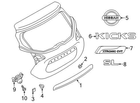 2020 Nissan Kicks Exterior Trim - Lift Gate Diagram