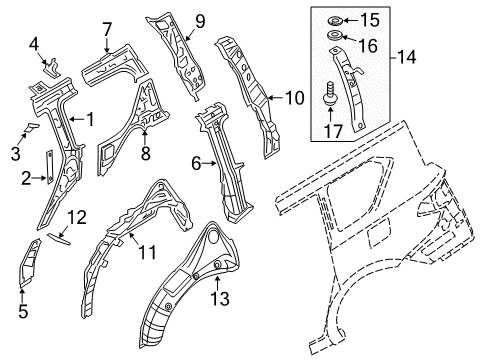 PILLAR-REAR,INNER LH Diagram for 76631-1LA0B