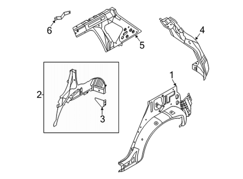 2021 Nissan Rogue Inner Structure - Quarter Panel Diagram 2