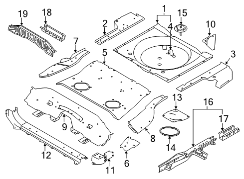 2020 Nissan Rogue Sport Rear Floor & Rails Diagram