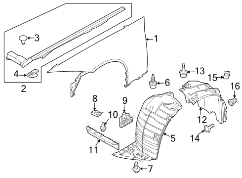 Nissan 63872-6GR2B MOULDING ASSY-FRONT FENDER,RH