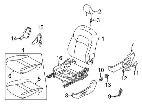 Nissan 87380-6LB2A Finisher-Cushion,Front Seat Outer LH