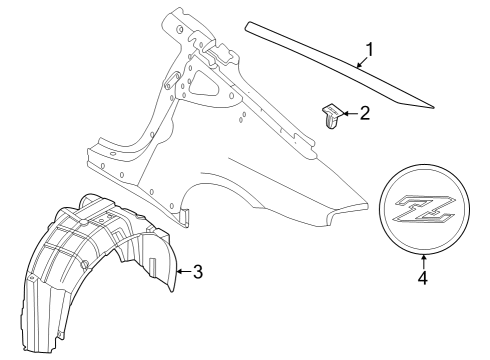 Nissan 78872-6GR2B MOULDING-REAR FENDER,FRONT RH