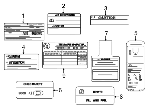 2021 Nissan Rogue Information Labels Diagram