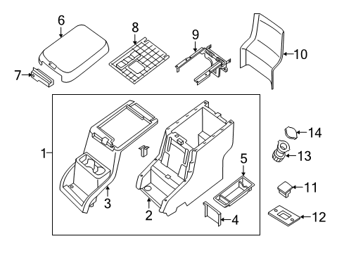 2021 Nissan NV 3500 Center Console, Front Console Diagram 1