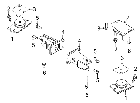 2021 Nissan Titan Engine & Trans Mounting Diagram