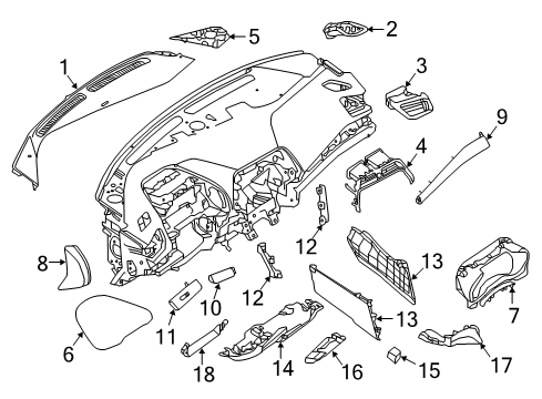 2020 Nissan Maxima Cluster & Switches, Instrument Panel Diagram 3