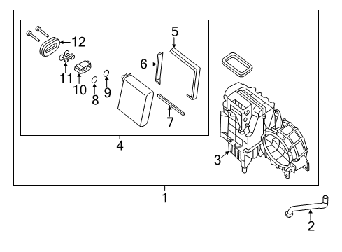 2020 Nissan Pathfinder A/C Evaporator & Heater Components Diagram 2